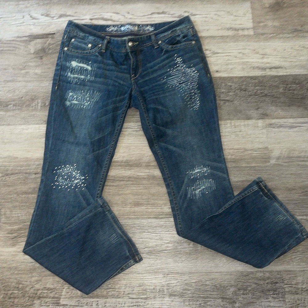 Expresss barely Boot Zelda slim fit ultra low rise gems jeans size 10